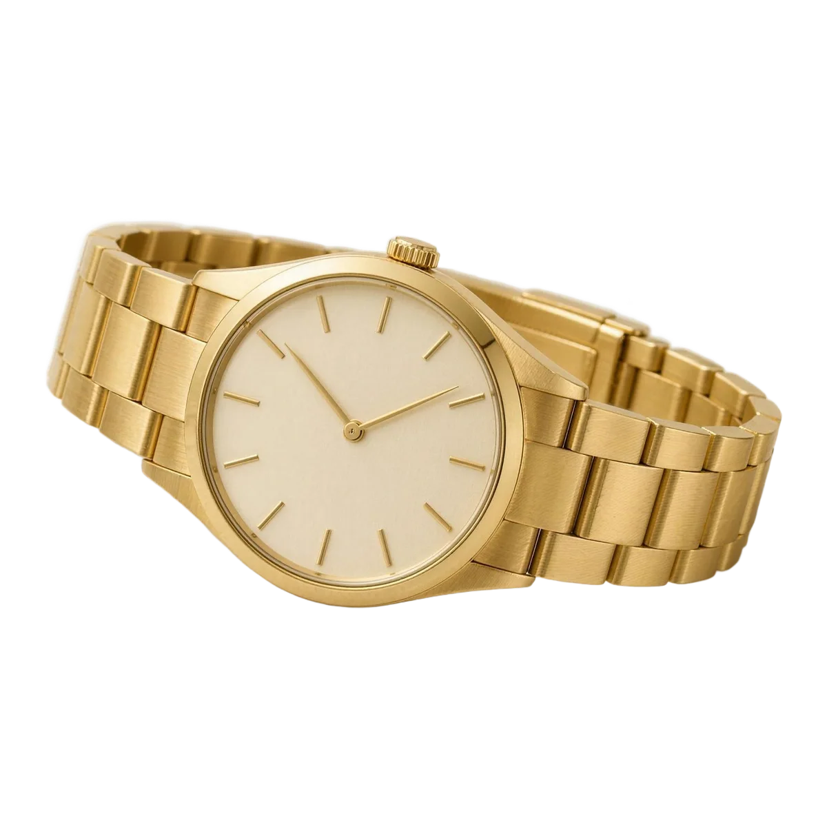 Goldene Armbanduhr mit Gliederarmband