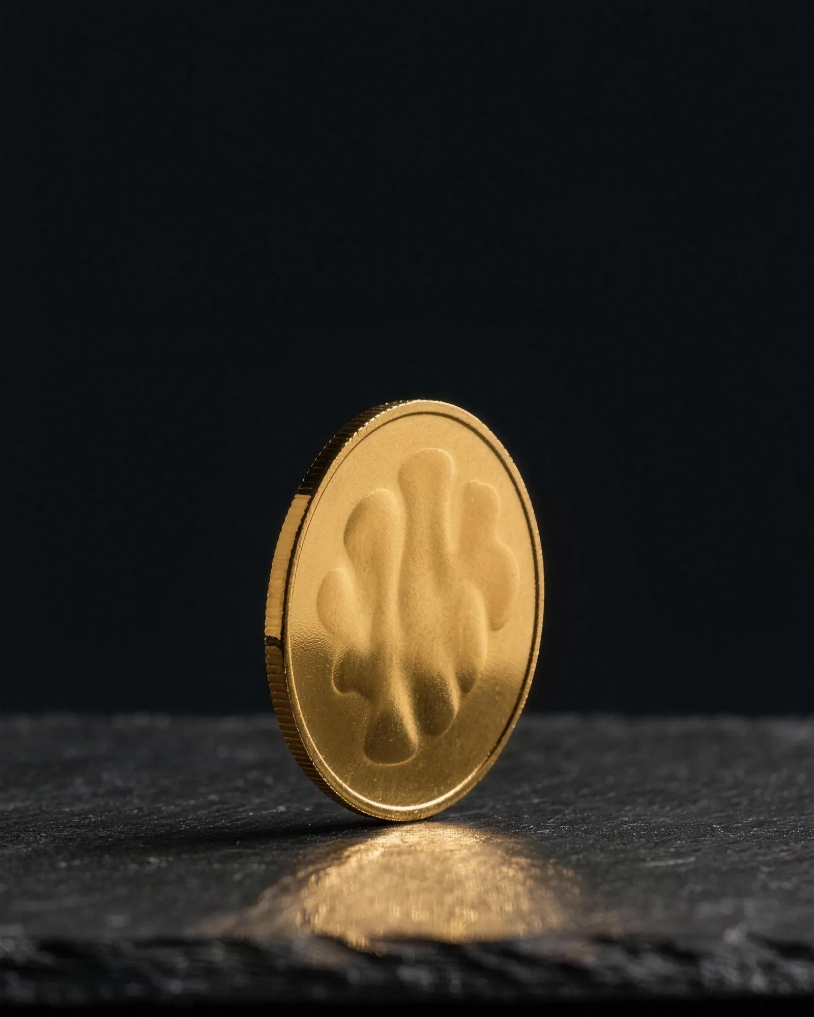 Goldmünze auf der Kante, Studioaufnahme